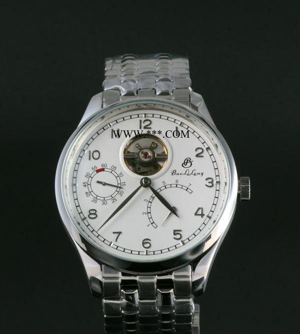 鋼帶手表新款時尚個性陀飛輪儲能自動機械表  男士機械表寶麗瓏品牌