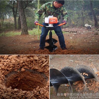 四輪傳動鉆坑打眼機視頻 小型汽油挖坑機 傳動軸帶動的挖坑機